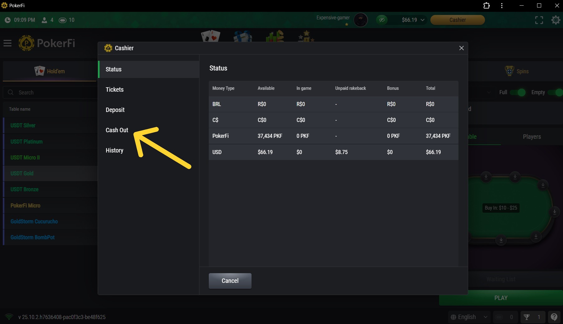 Tela do Caixa - Saque