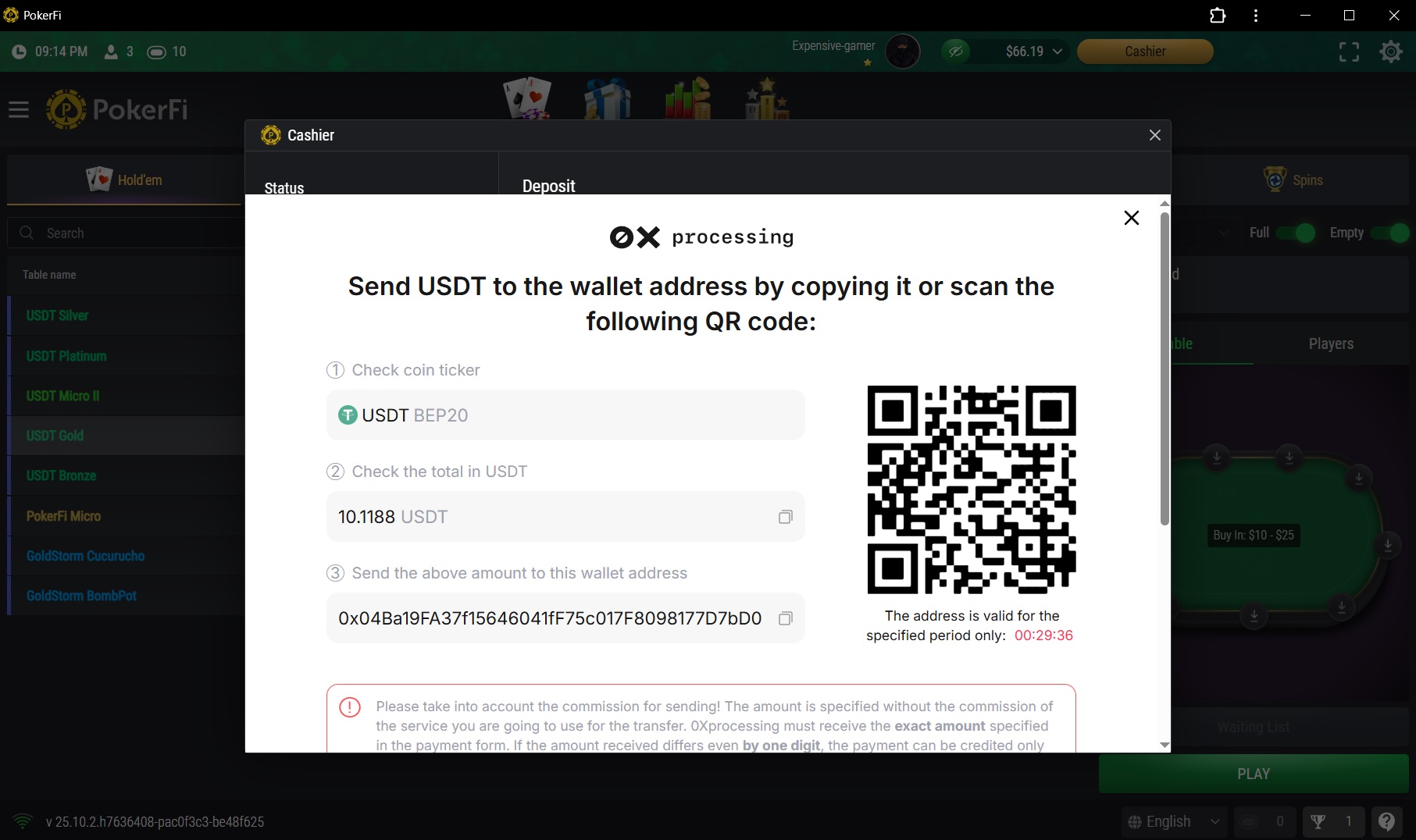 Detalhes do Depósito USDT